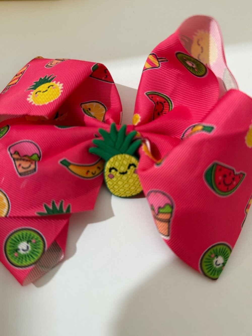 Girls Pink Yellow Green Pineapple Bow